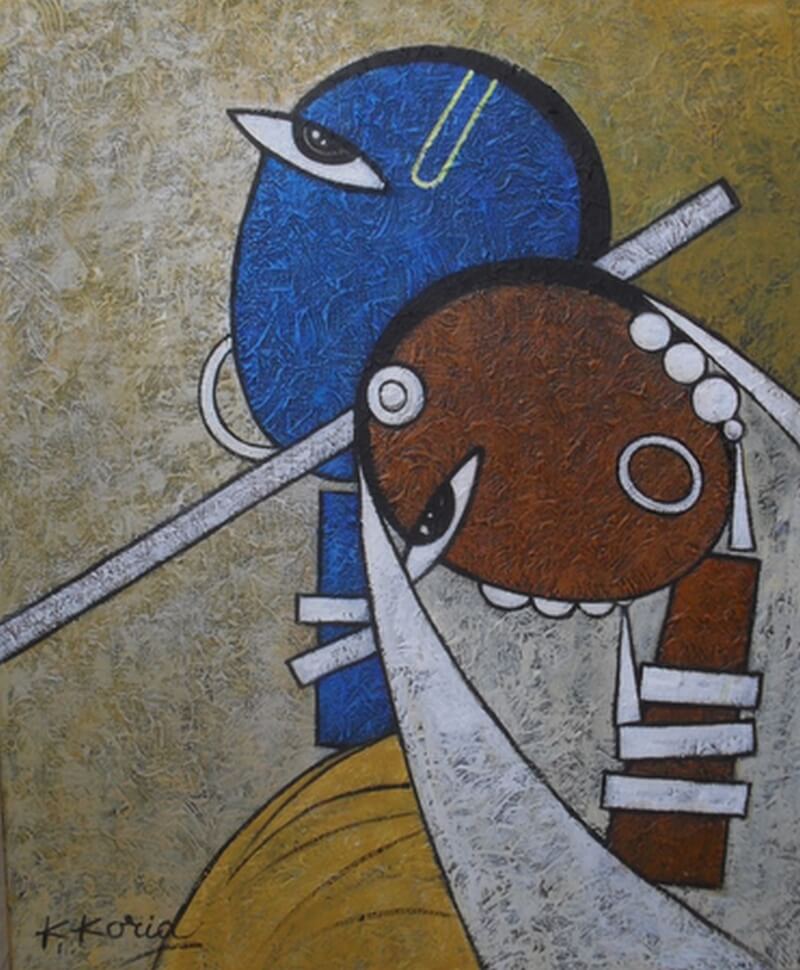 Forms of Radha and Krishna. This UK based artist adorns a cool contemporary style
